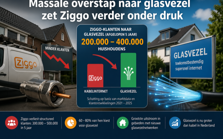 Ziggo is stellig: geen verschil meer tussen glasvezel en coax